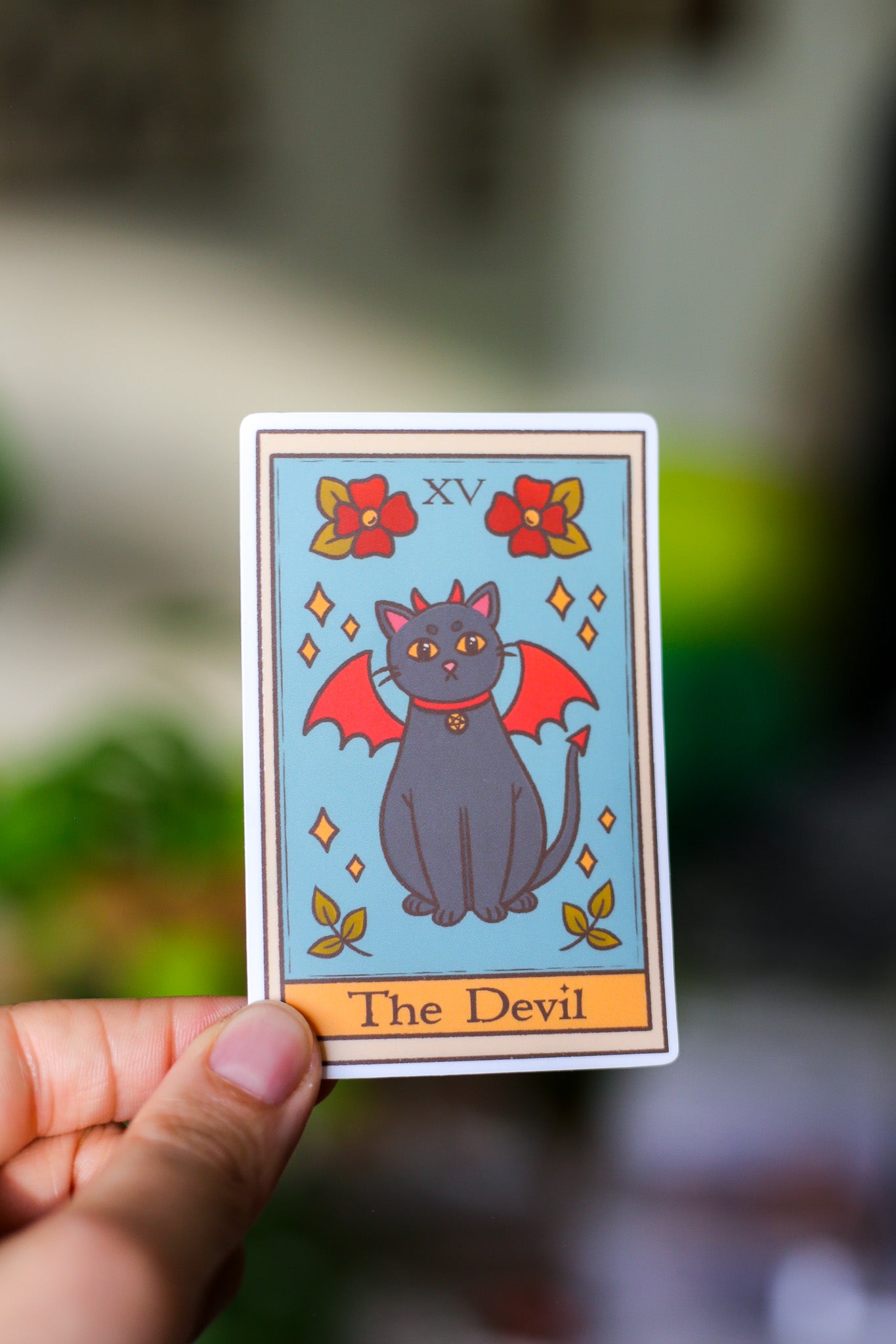 Devil Cat Tarot Card Sticker