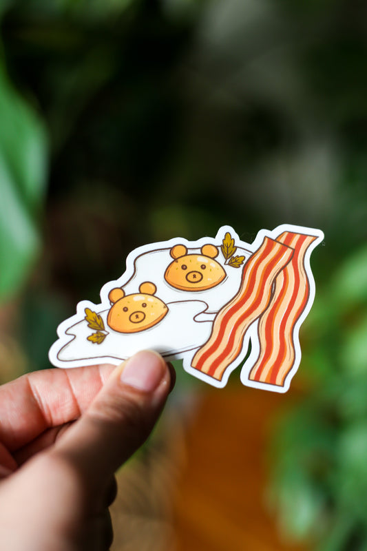 Bear Bacon and Eggs Sticker