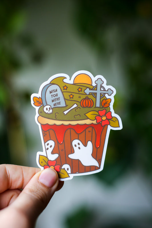 Graveyard Cupcake Sticker